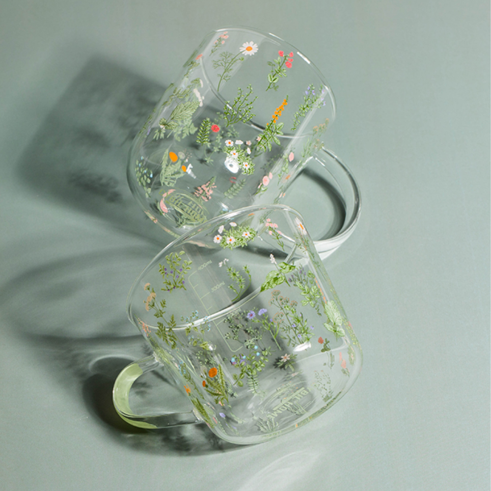 Floral Pattern Glass Mugs - Grafton Collection