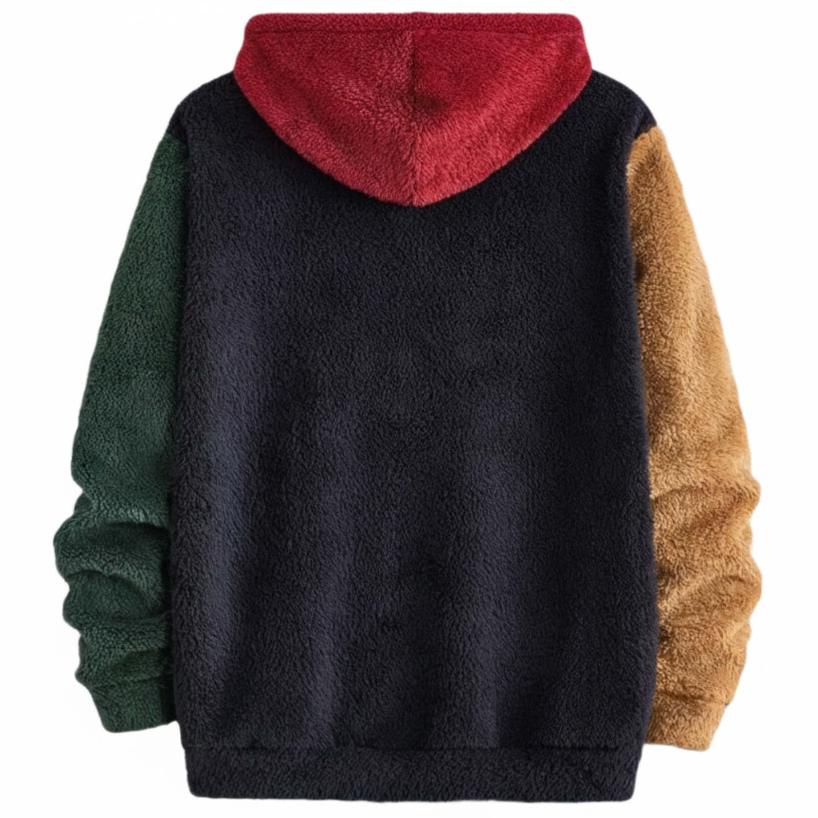 Men Multicolor Fleece Hoodie with Patch
