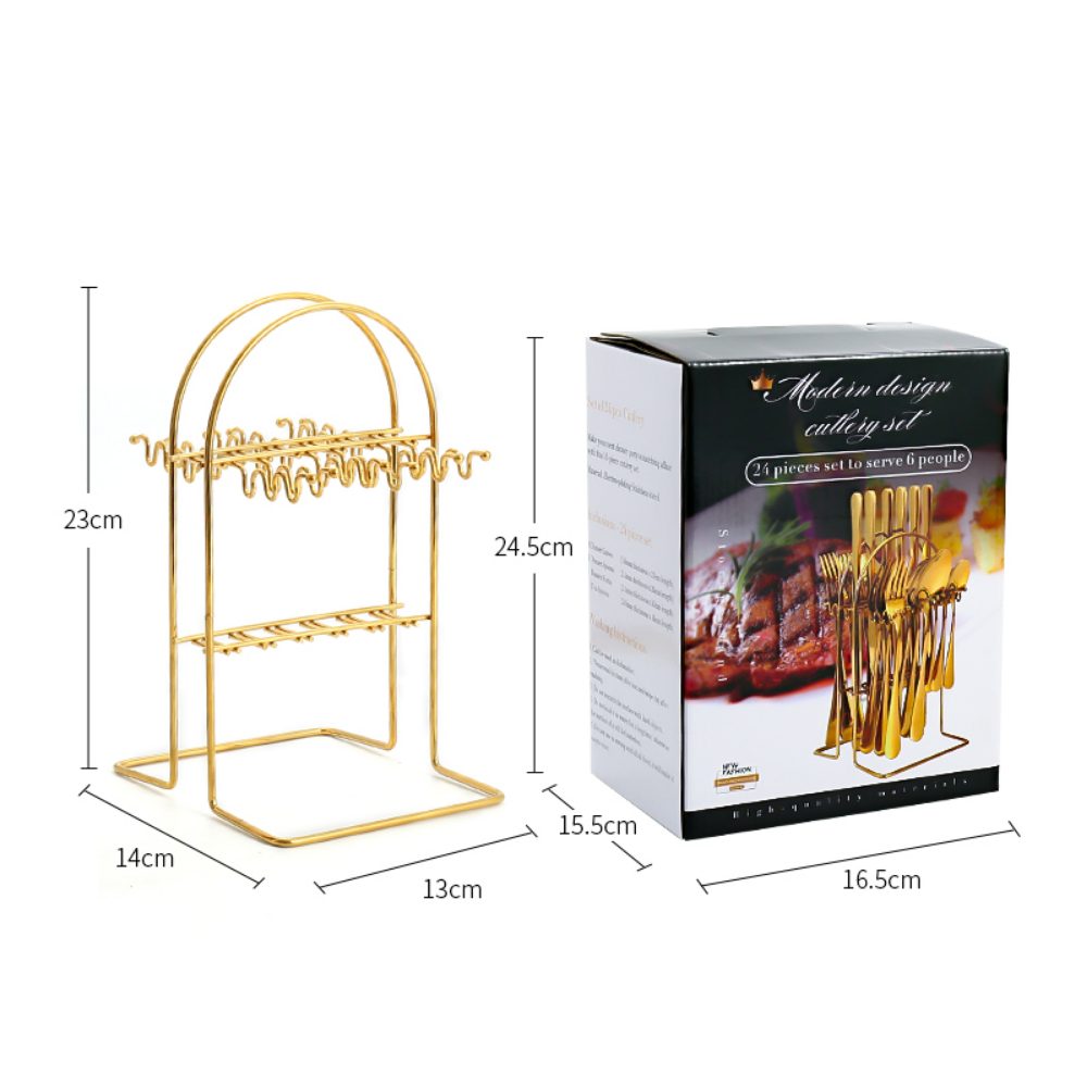 Gold Silverware Knife Fork Spoon Set - Grafton Collection