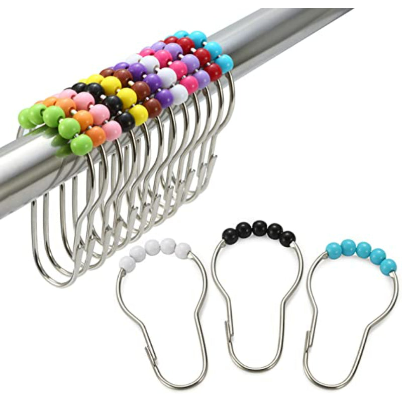 Shower Curtain Hooks Rings- Decorative Shower Curtain Hooks, Rust Proof Stainless Steel Shower Curtain Rings - Grafton Collection