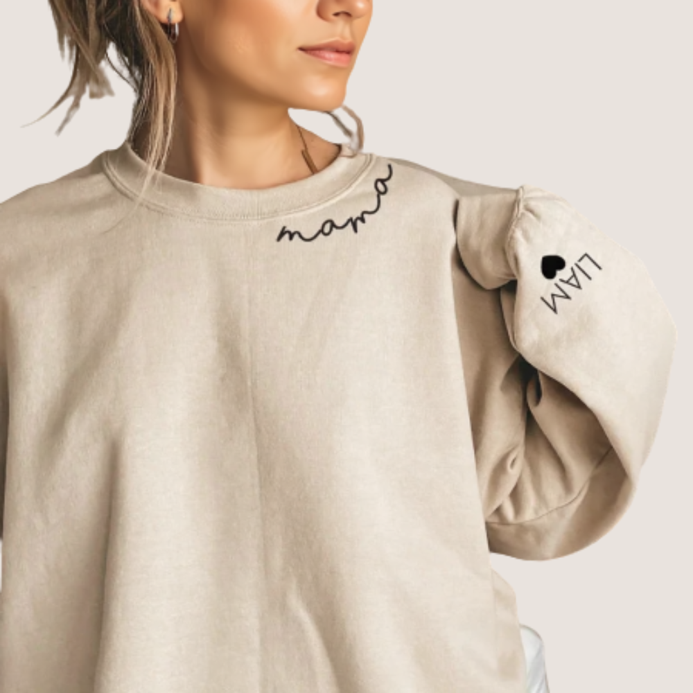 Personalized Mama Sweatshirt with Name on Sleeve