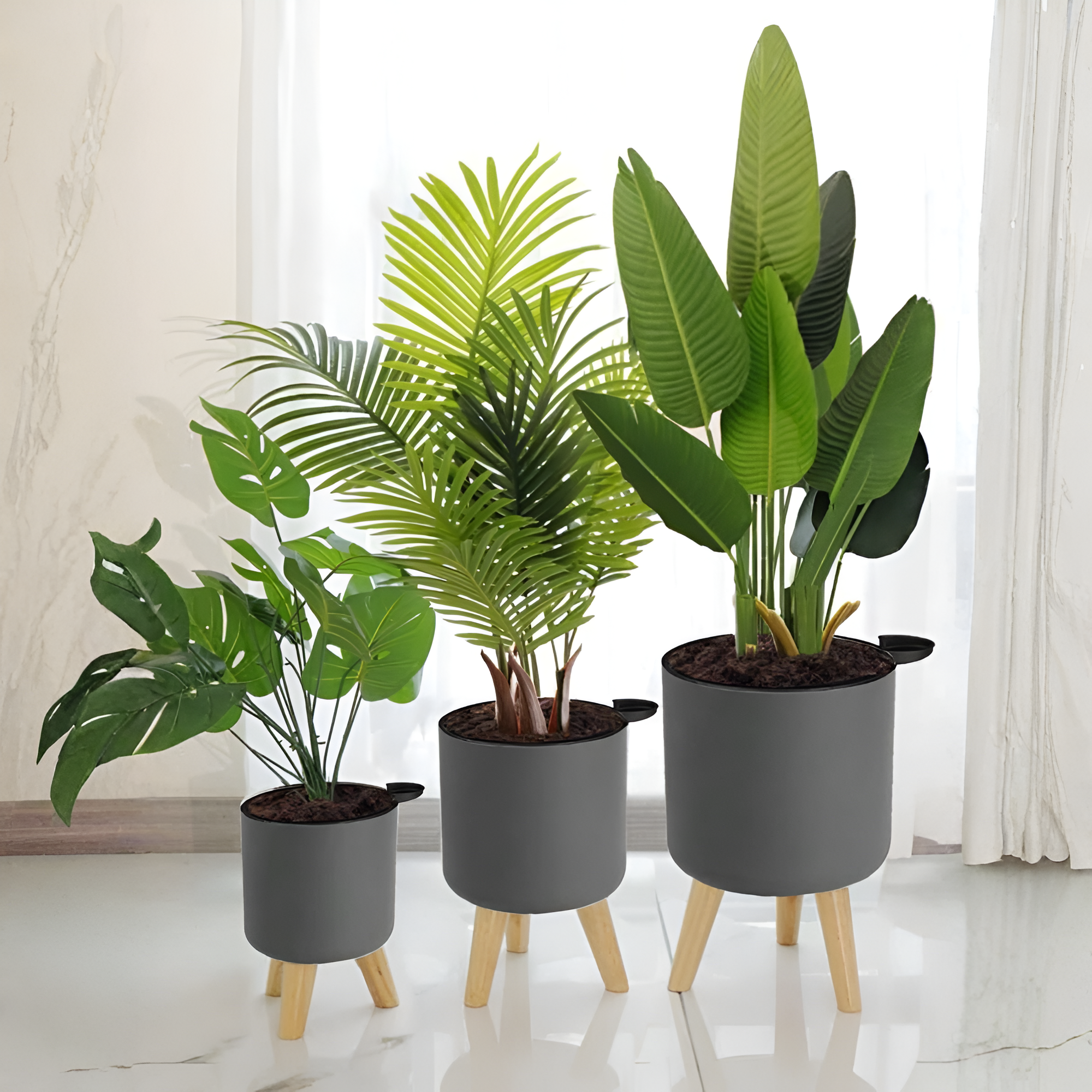 1pc Classic Round Self Watering Planter Plant Pot