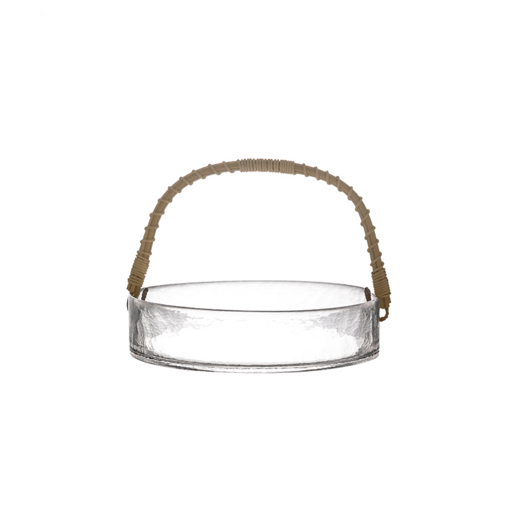 Glass Fruit Bowl With Bamboo Handle - Grafton Collection