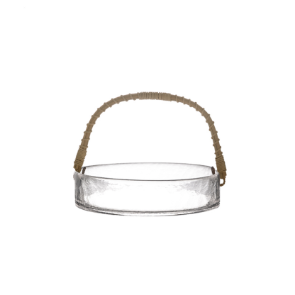 Glass Fruit Bowl With Bamboo Handle - Grafton Collection