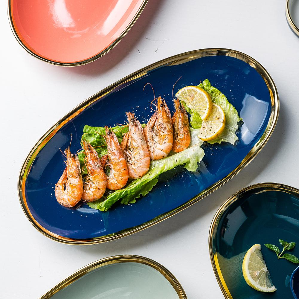 Pandora Luxury 12 Inch Ceramic Oval Dinner Plate - Grafton Collection