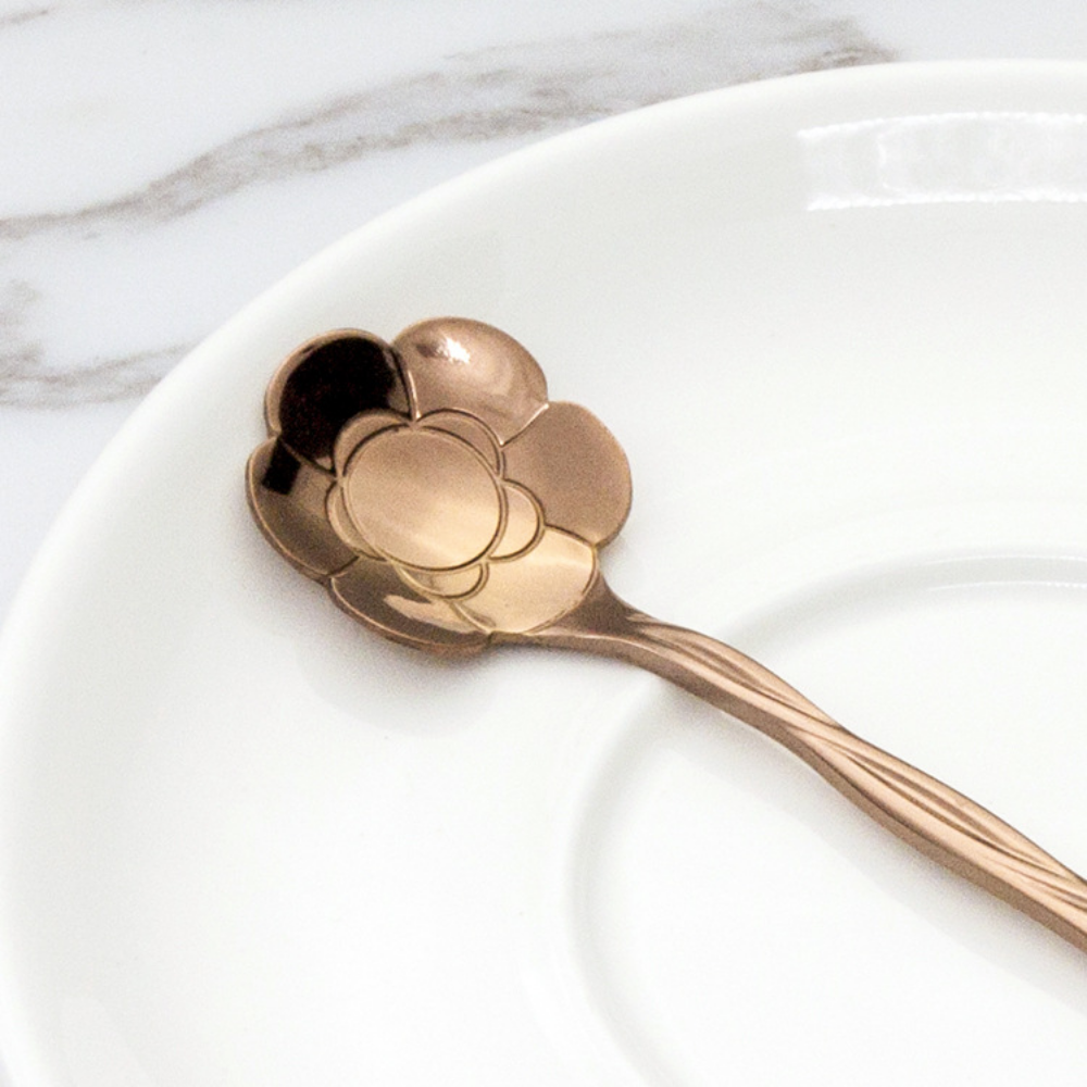 Rose Gold-Plated Stainless Steel Floral Stirring Spoon - Grafton Collection