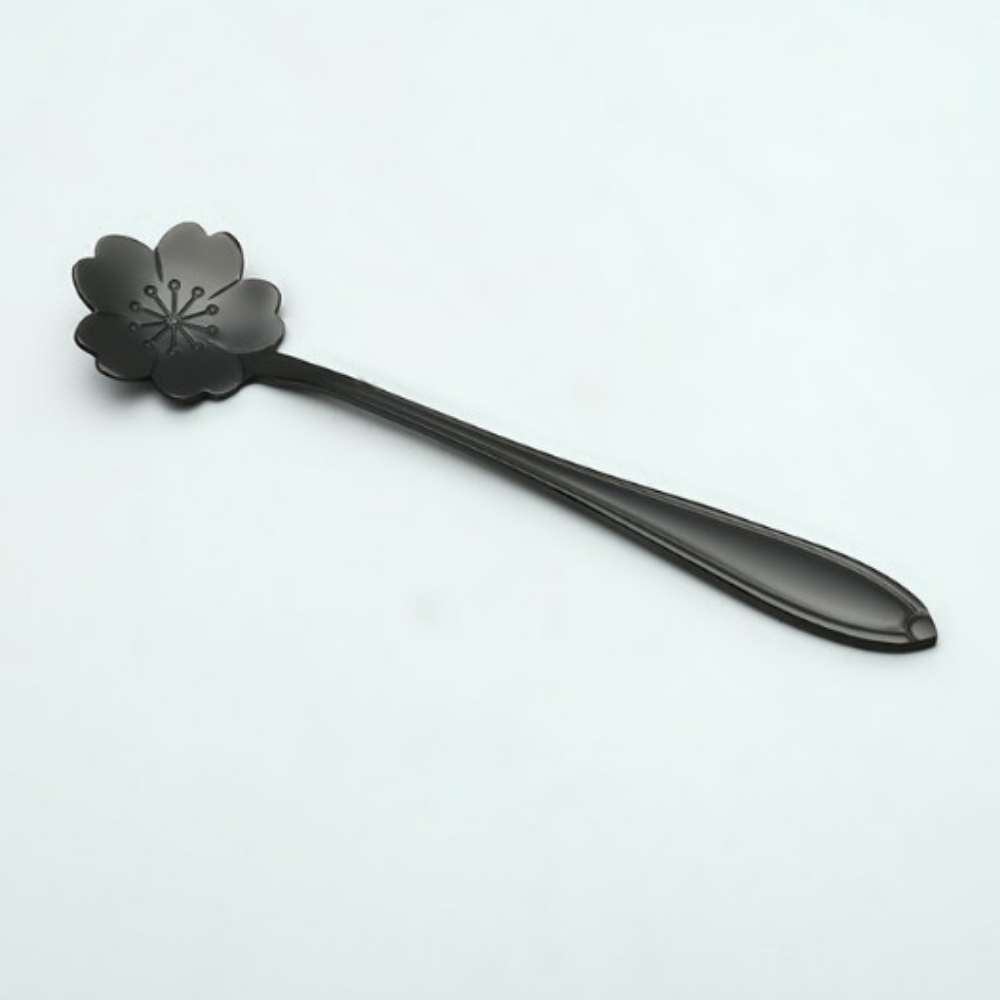 Elegant Black Stainless Steel Floral Stirring Spoon - Grafton Collection