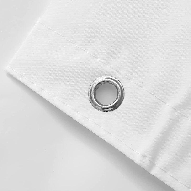 White Shower Curtain Liner - Lightweight Shower Curtain With Magnets, Metal Grommets - Grafton Collection