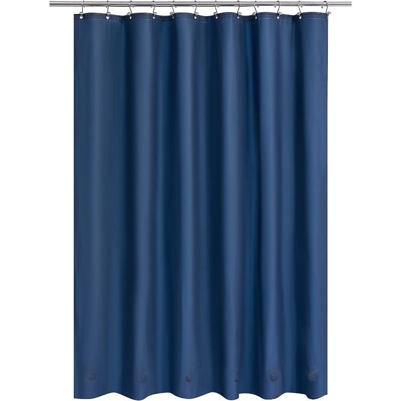 Blue Shower Curtain Liner - Lightweight Shower Curtain With Magnets, Metal Grommets - Grafton Collection