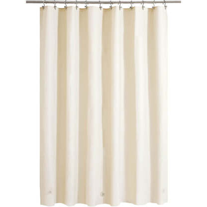 Beige Shower Curtain Liner - Lightweight Shower Curtain With Magnets, Metal Grommets - Grafton Collection