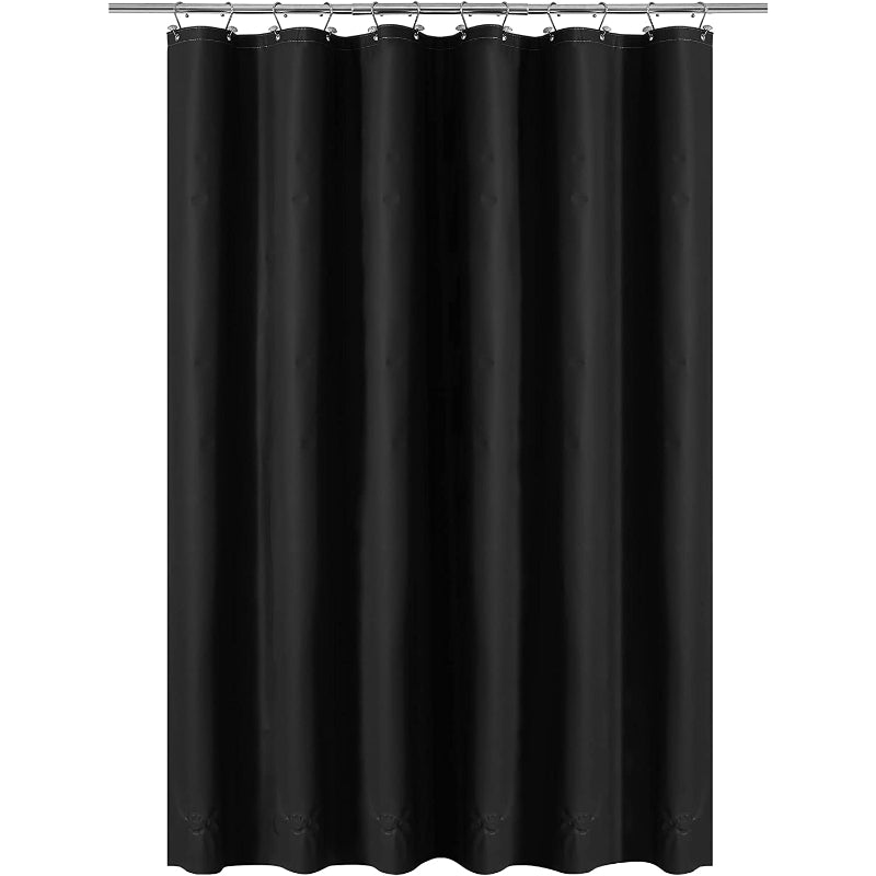 Black Shower Curtain Liner - Lightweight Shower Curtain With Magnets, Metal Grommets - Grafton Collection