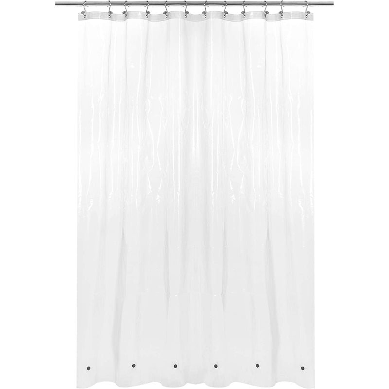 White Shower Curtain Liner - Lightweight Shower Curtain With Magnets, Metal Grommets - Grafton Collection