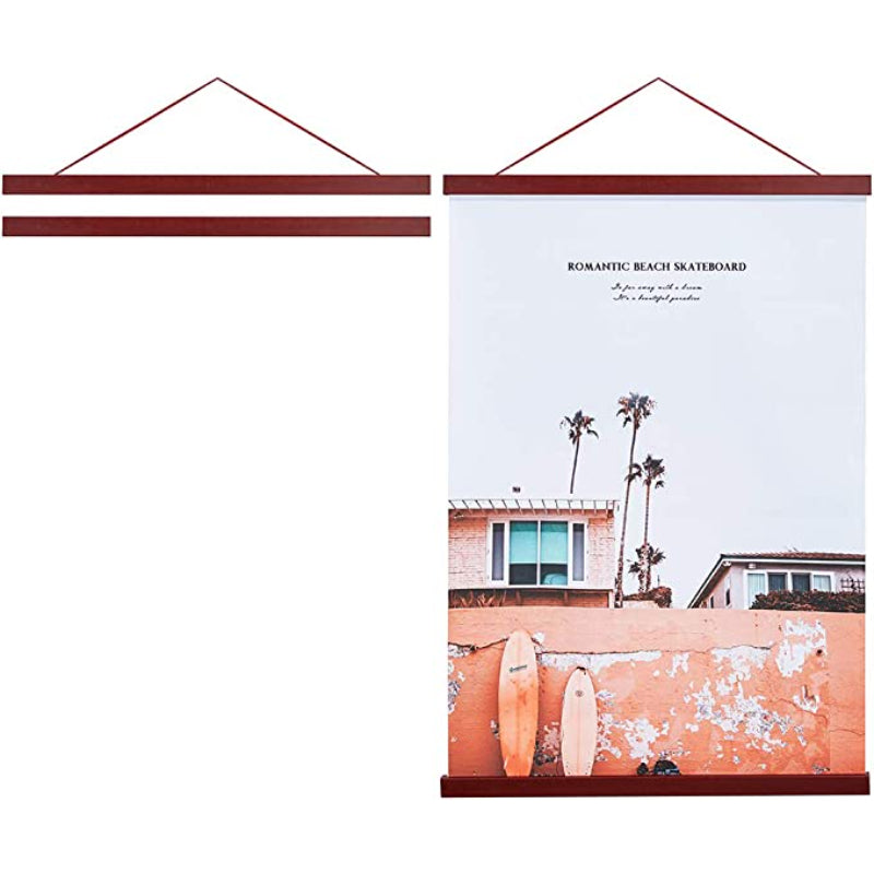 Magnetic Poster Hanger Frame, Light Wood Wooden Magnet Canvas Artwork Print Dowel Poster Hangers Frames Hanging Kits - Grafton Collection