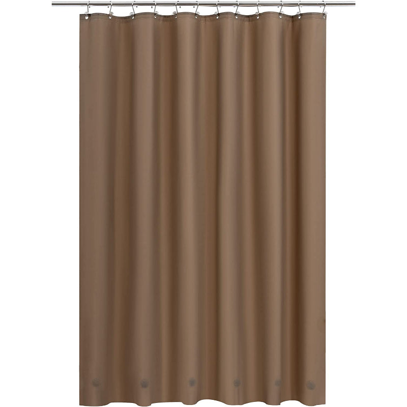 Brown Shower Curtain Liner - Lightweight Shower Curtain With Magnets, Metal Grommets - Grafton Collection