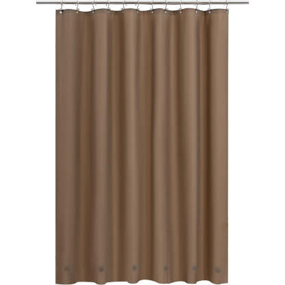 Brown Shower Curtain Liner - Lightweight Shower Curtain With Magnets, Metal Grommets - Grafton Collection