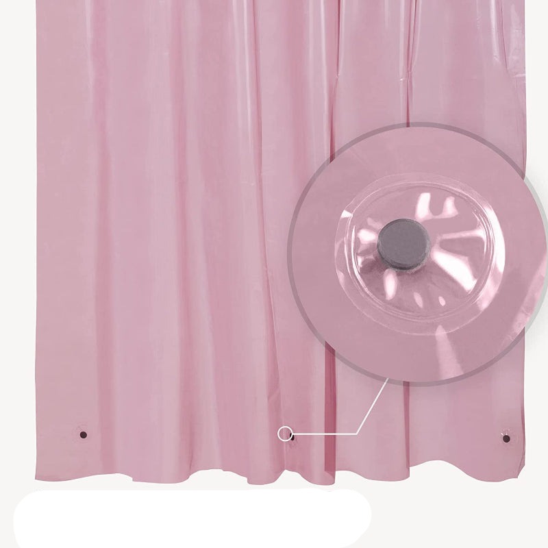 Pink Shower Curtain Liner - Lightweight Shower Curtain With Magnets, Metal Grommets - Grafton Collection