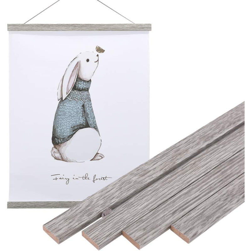 Magnetic Poster Hanger Frame, Light Wood Wooden Magnet Canvas Artwork Print Dowel Poster Hangers Frames Hanging Kit - Grafton Collection