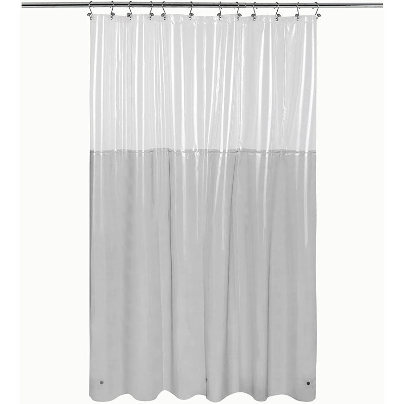 Gray Shower Curtain Liner - Lightweight Shower Curtains With Magnets, Metal Grommets - Grafton Collection