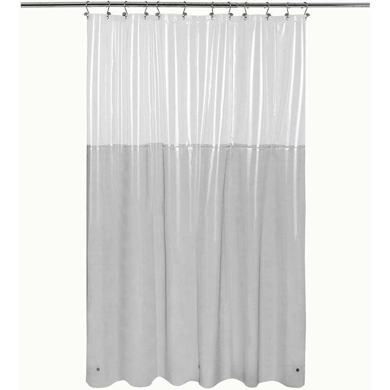 Gray Shower Curtain Liner - Lightweight Shower Curtains With Magnets, Metal Grommets - Grafton Collection