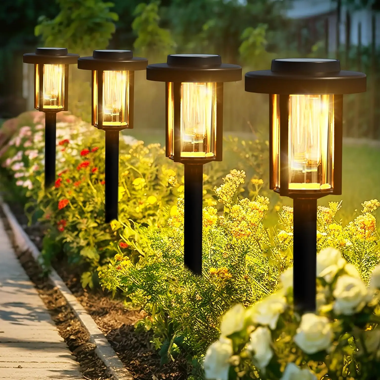 Solar Pathway Lights Outdoor With Warm White LED For Garden And Yard