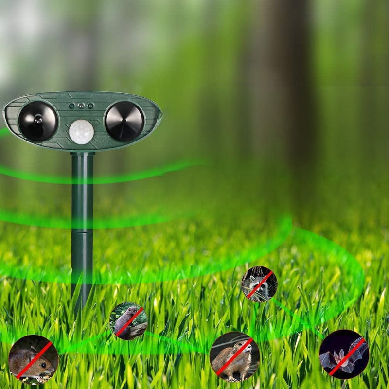 Solar Ultrasonic In Repellent Defender Rat, Squirrel, Deer, Raccoon, Skunk, Rabbit, Mole, Dog, Cat, Waterproof With Motion Detector - Grafton Collection