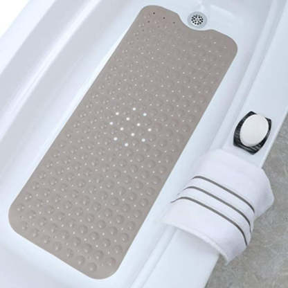 Extra Long Bath Tub & Shower Mat,Wet Floor Non-Slip for Elderly & Kids Bathroom, Longer Than Standard Bathtub Mats, Suction Cups, Drain Holes, Machine Washable - Grafton Collection