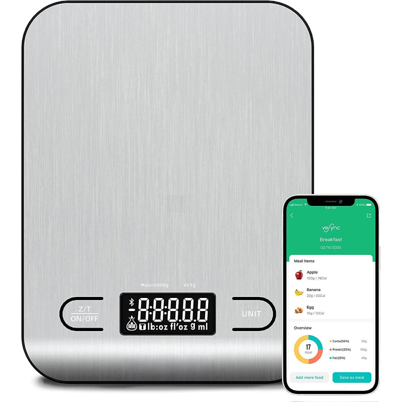 Food Kitchen Scale, Digital Grams, Baking, Cooking, Keto And Meal Prep, Stainless Steel - Grafton Collection