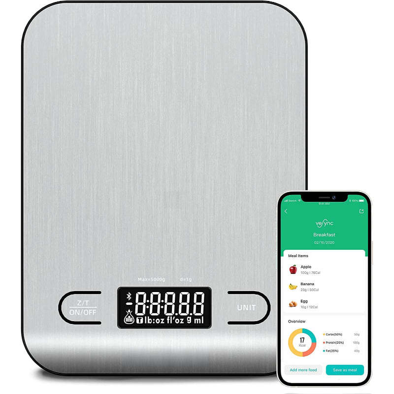 Food Kitchen Scale, Digital Grams, Baking, Cooking, Keto And Meal Prep, Stainless Steel - Grafton Collection
