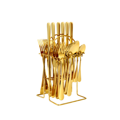 24 Piece Stainless Steel Flatware Set + Stand - Grafton Collection