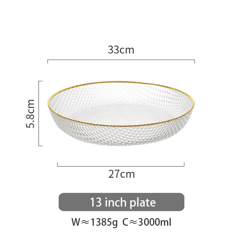 Gold Rim Transparent Glass Fruit Plates - Grafton Collection