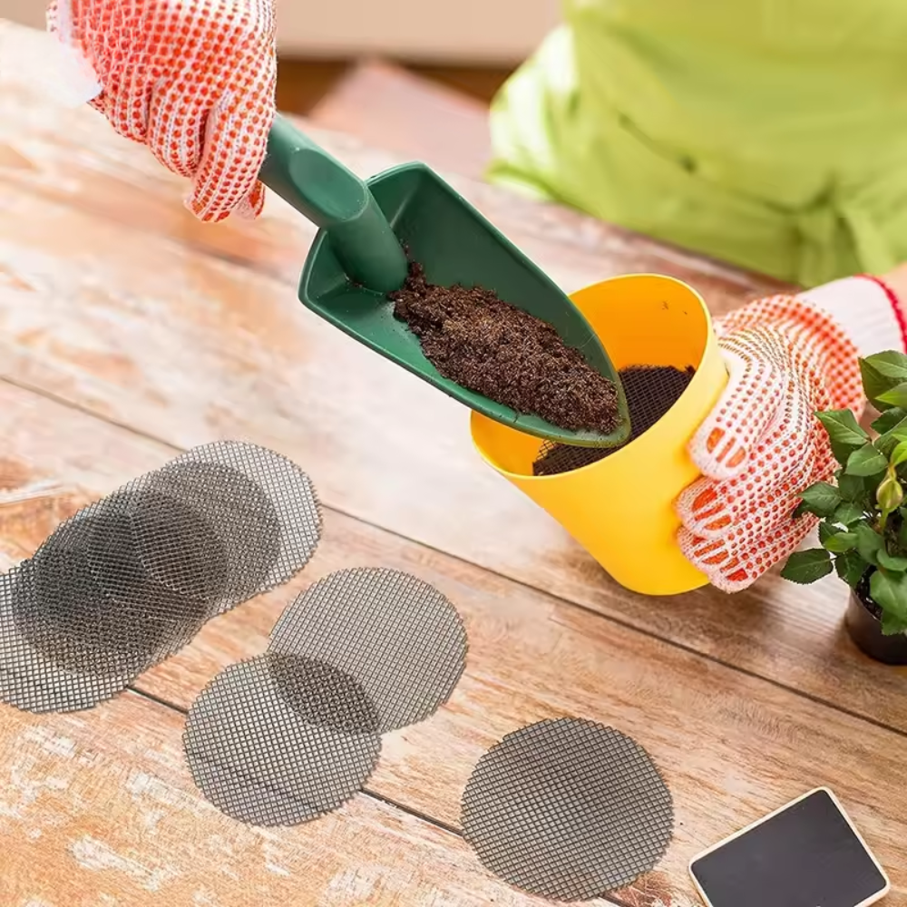 50 Piece Round Flower Pot Hole Mesh Pad To Prevent Soil Loss