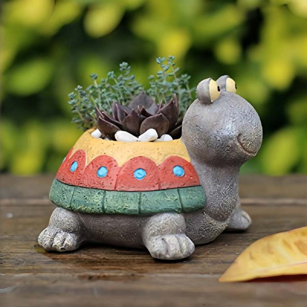 Turtle Shaped Resin Succulent Planter For Office Desk And Home Decor