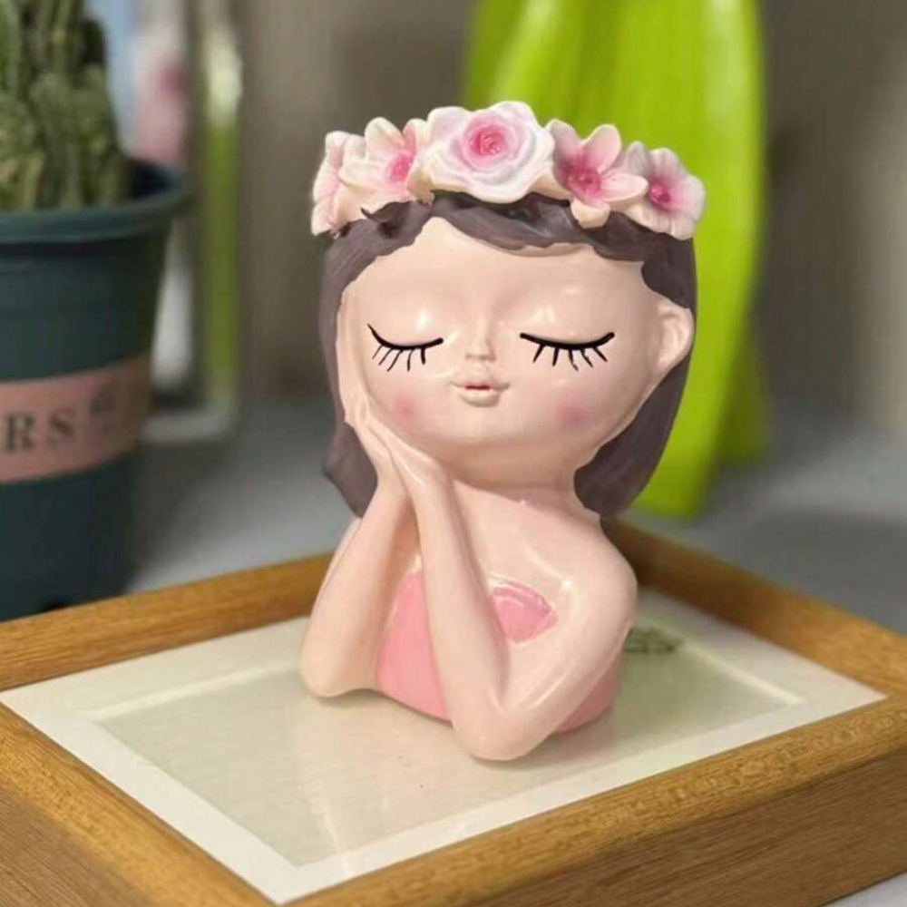 Creative Girl Sleeping Pose Figurines Flowerpot For Garden Decoration