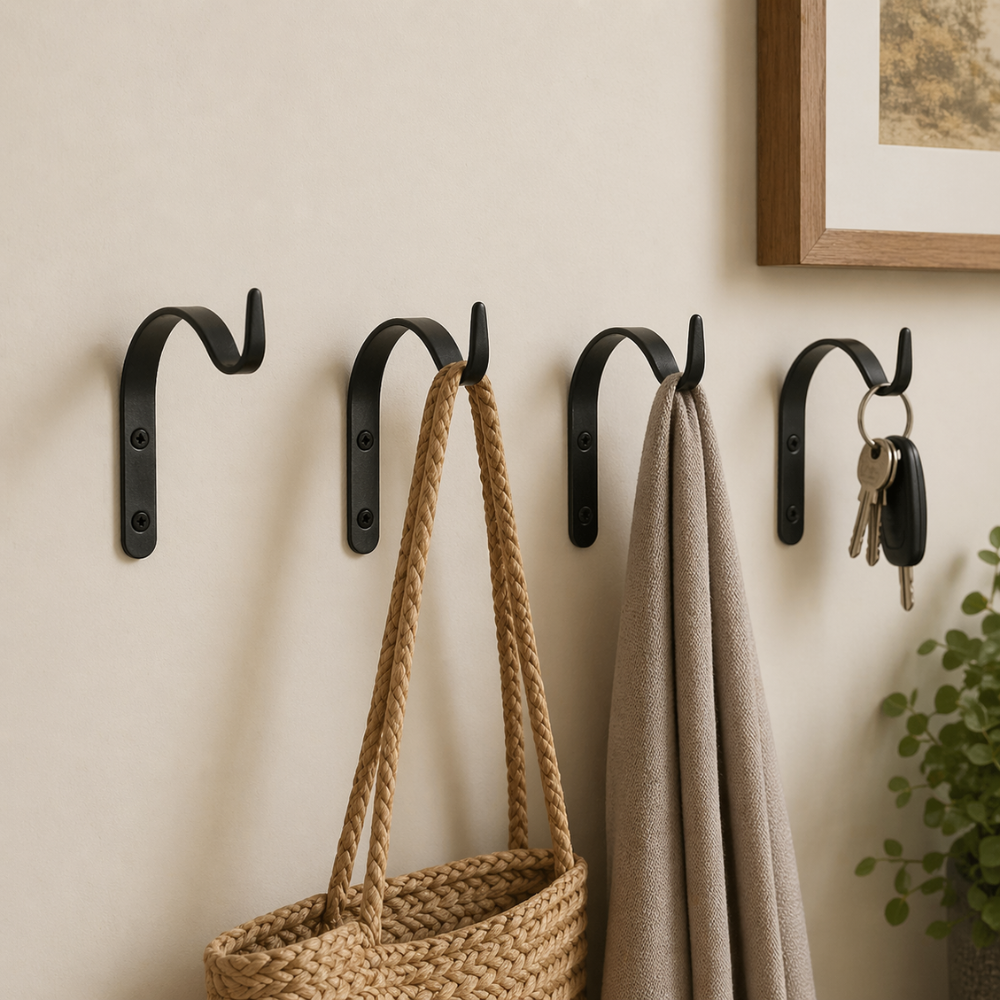 Forged Iron Wall Hooks For Hanging Plants And Lanterns
