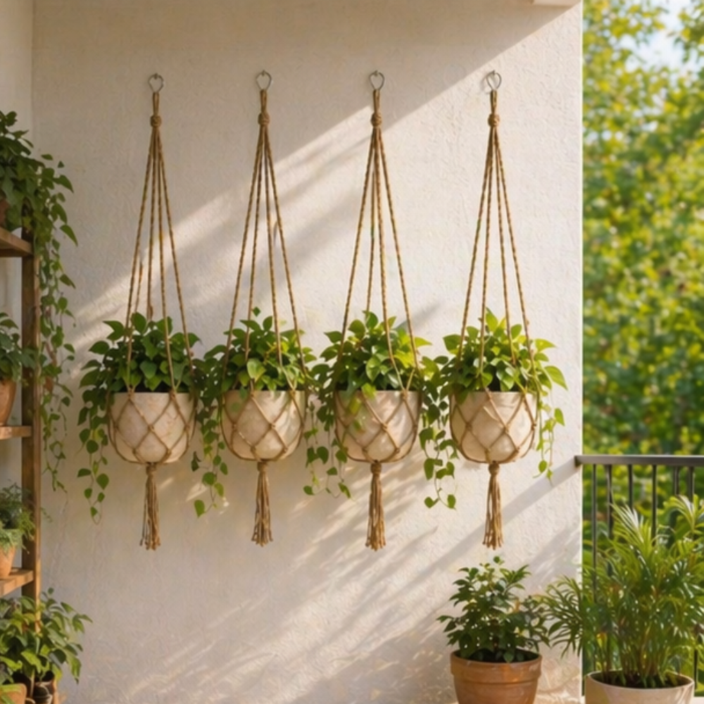 Tasseled Macrame Plant Hangers For Indoor Outdoor Balcony Use