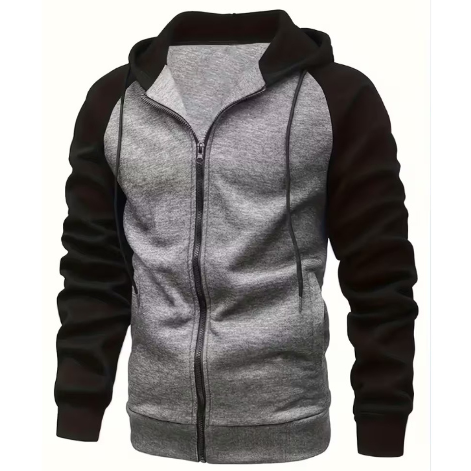 Men Color Block Zip Up Hoodie with Pockets