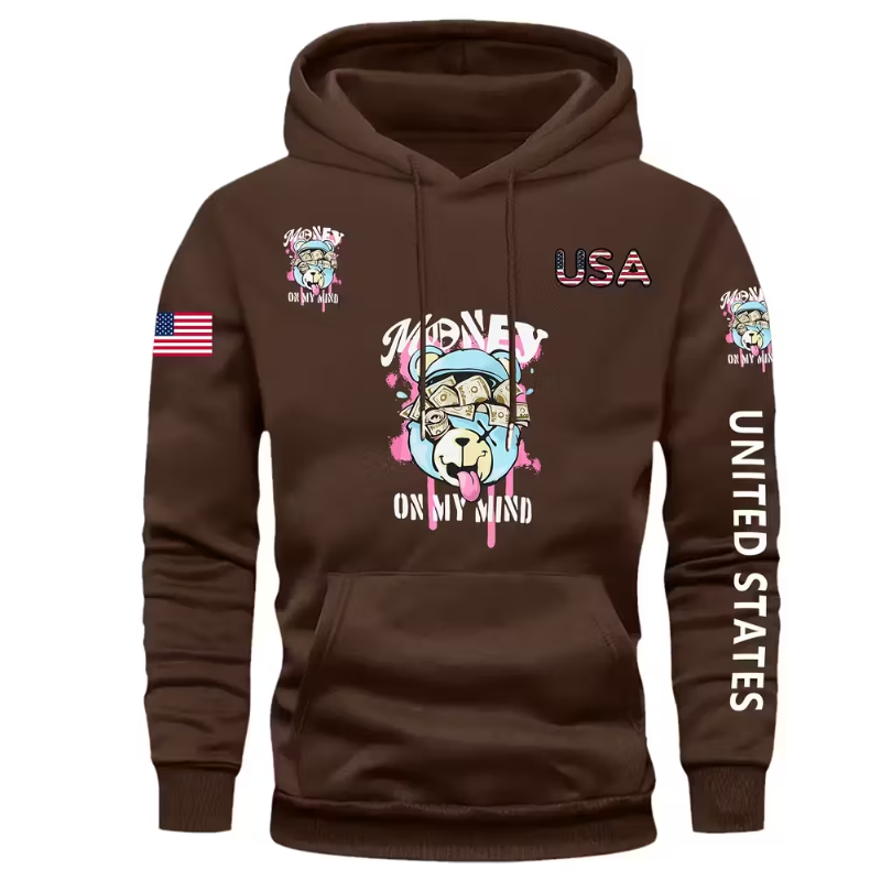 Men Pullover Hoodie With Dog Design