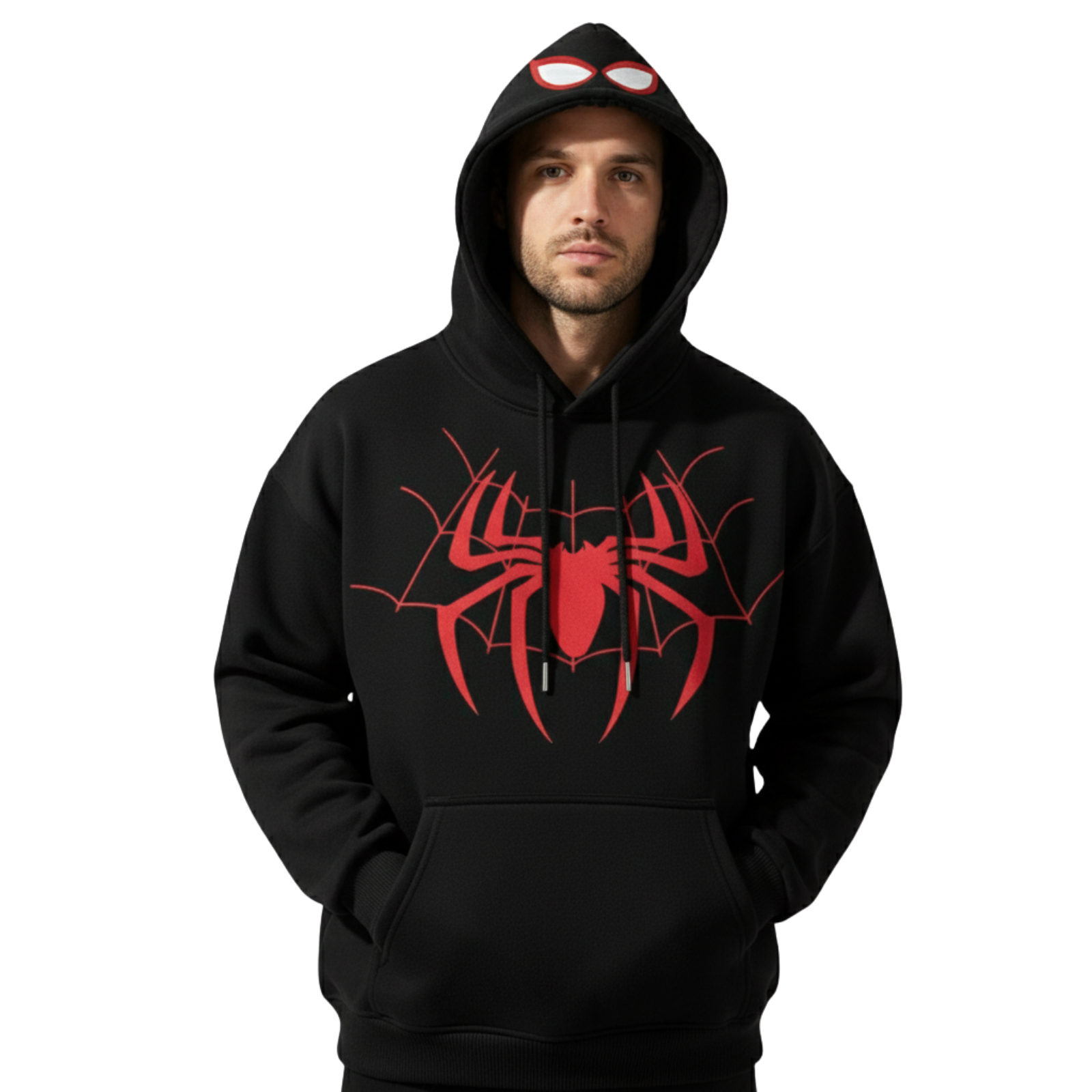 Men Casual Wear Pullover Red Web Design Hoodie