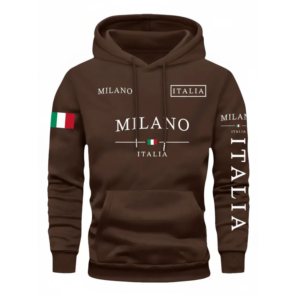 Milan Flag Inspired Geometric Print Hoodies For Couples