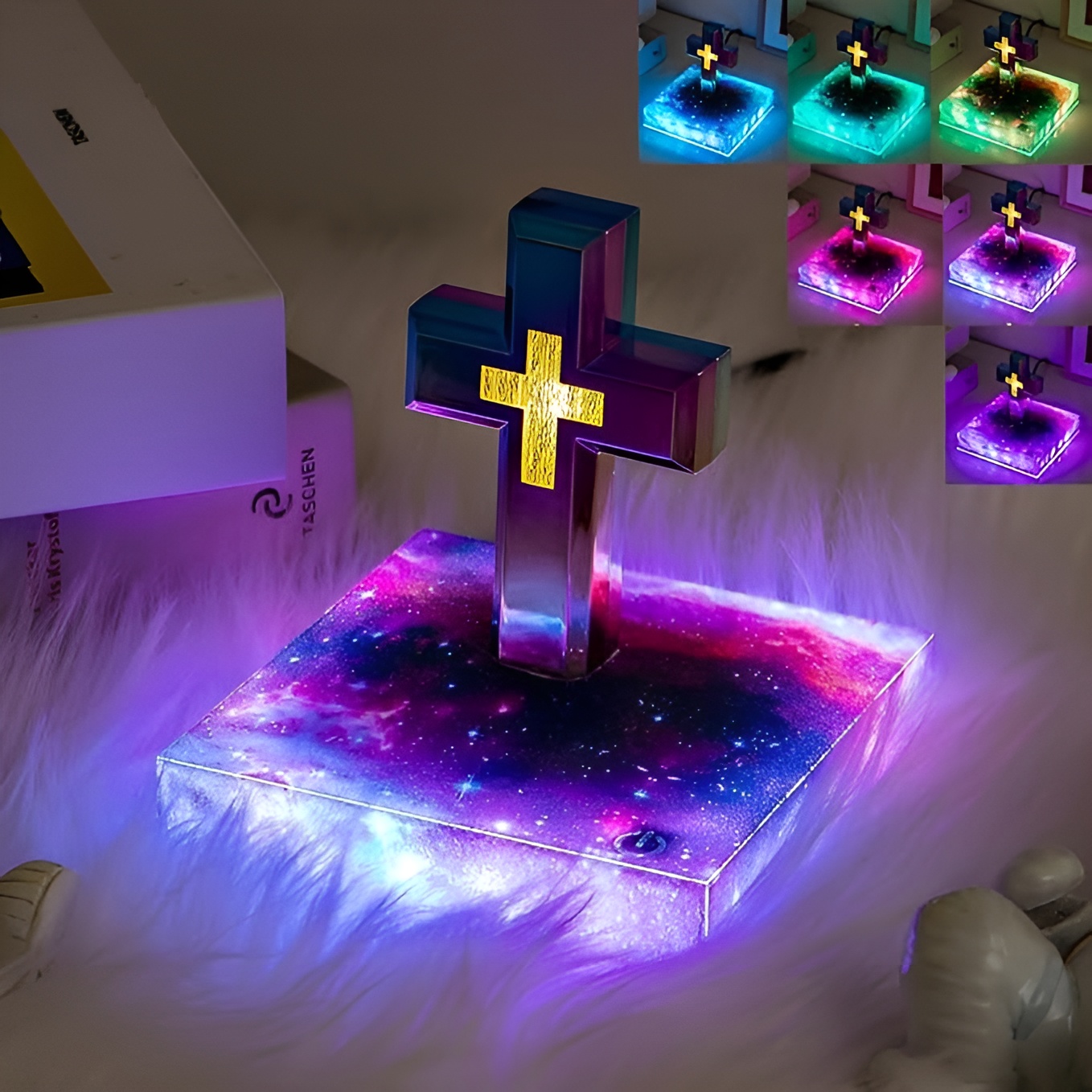 Levitating Cross Lamp With Light Base