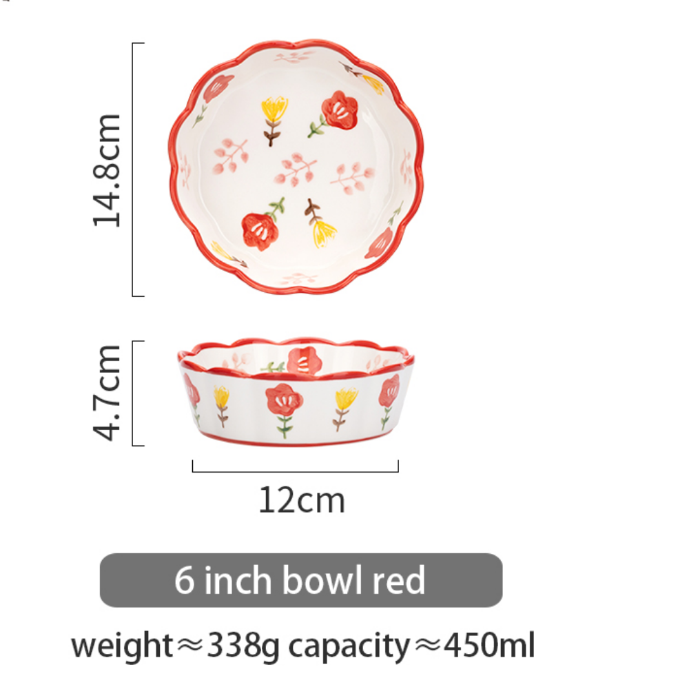 Flower Pattern Wavy Edge Bowl - Grafton Collection
