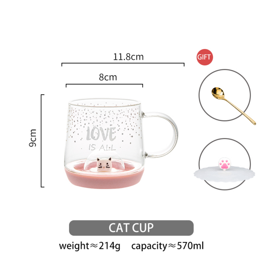 Love Is All Crystal Ball Cat Household Glass Cup - Grafton Collection