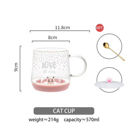 Love Is All Crystal Ball Cat Household Glass Cup - Grafton Collection