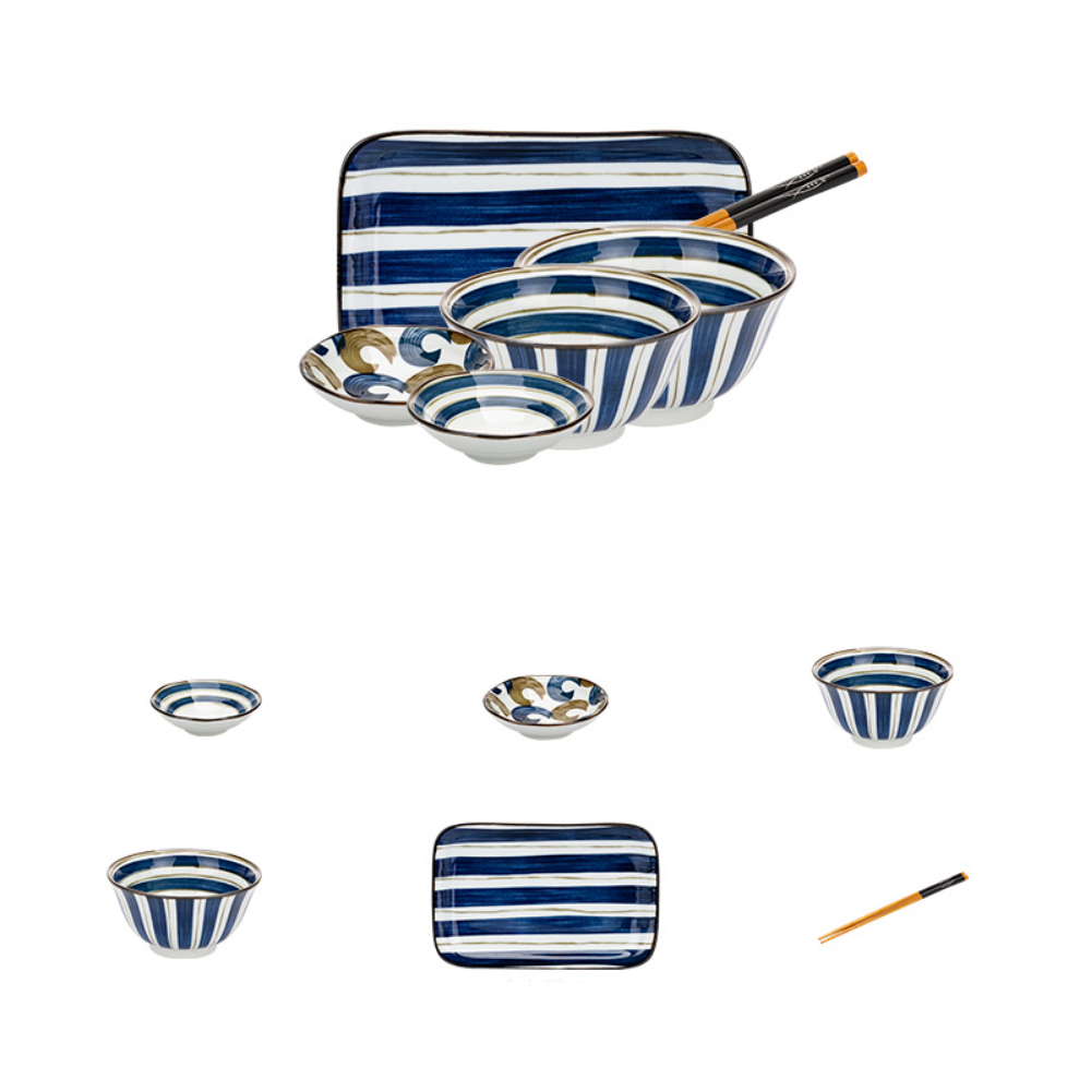 6 Piece Blue Dinnerware Set - Grafton Collection