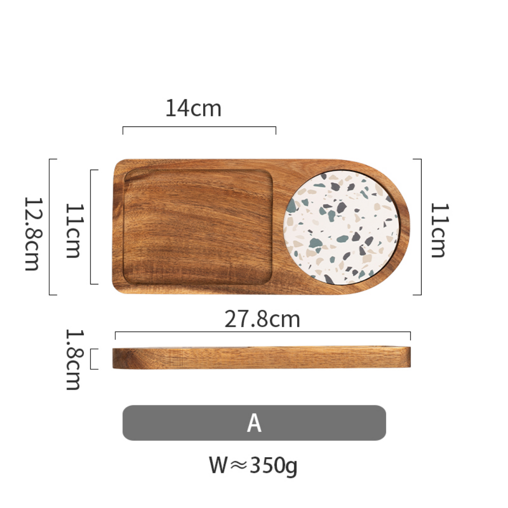Japanese Style Acacia Wood Afternoon Tea Dessert Plate - Grafton Collection