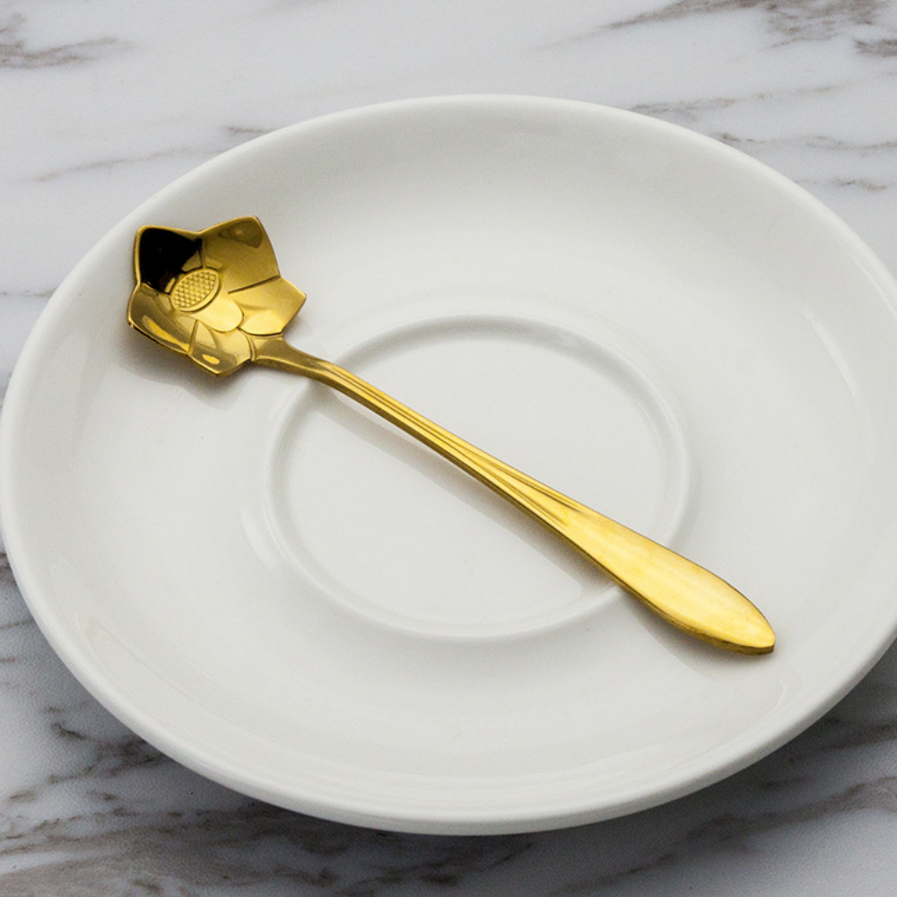 Gold-Plated Stainless Steel Floral Stirring Spoon - Grafton Collection