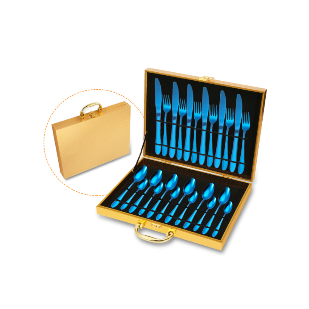 Royal Gold Case 24Pcs Flatware Dinner Set - Grafton Collection