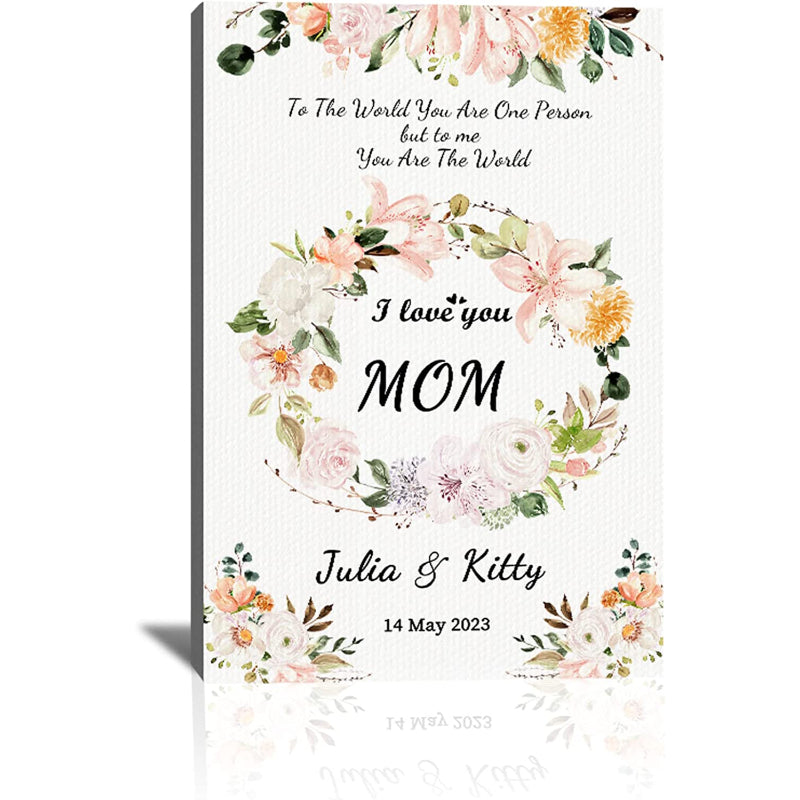 Mothers Day Unique Gifts For Mom, Customized Birth Month Flower Mothers Garden, Custom Canvas With Name Wall Art For Wife Mothers Day Birthday Gifts From Daughter - Grafton Collection