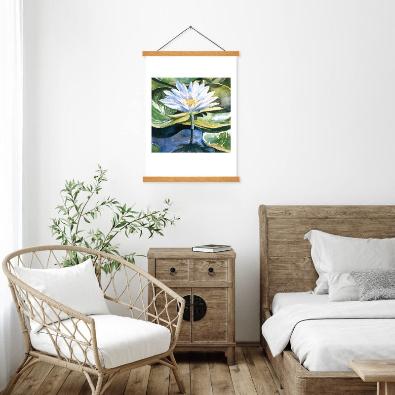 Magnetic Poster Frame Hanger, Natural Teak, Poster Hanger For Photos, Pictures, Prints, Maps, Scrolls And Canvas Artwork - Grafton Collection