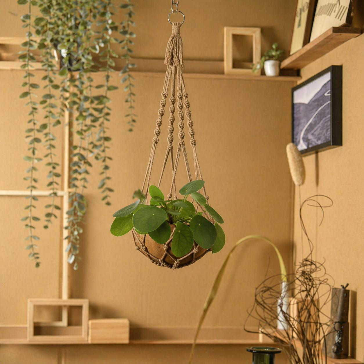 Handmade Macrame Boho Multifunctional Plant Holder With Tassel Decor